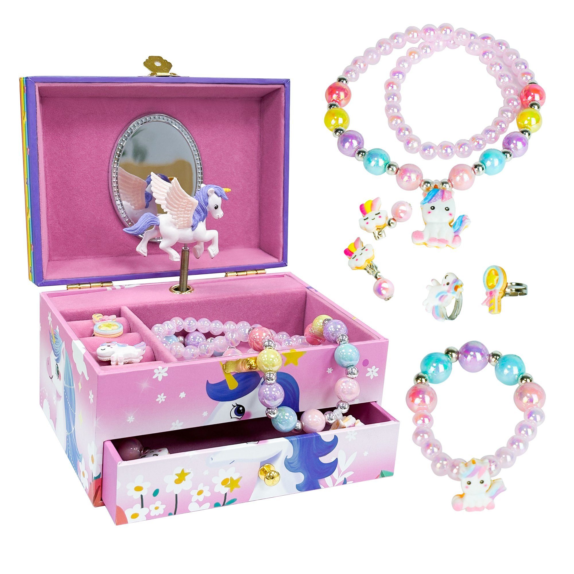 AdelDream Schmuckkasten Musik-Aufbewahrungsbox mit Einhorn Engelsflügeln günstig online kaufen