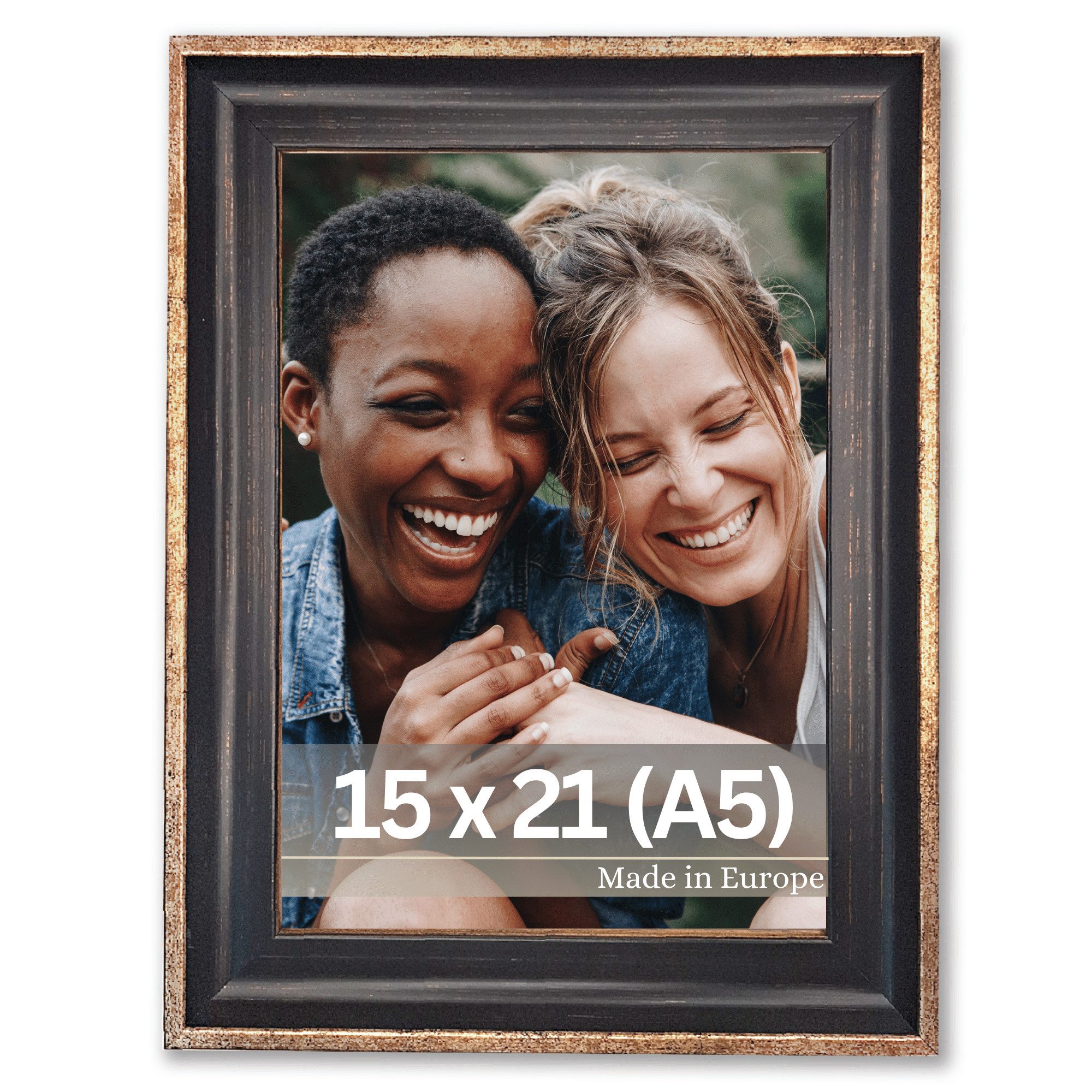 Victor (Zenith) Bilderrahmen Pablo, Bilderrahmen Schwarz Gold 15x21 cm A5, günstig online kaufen