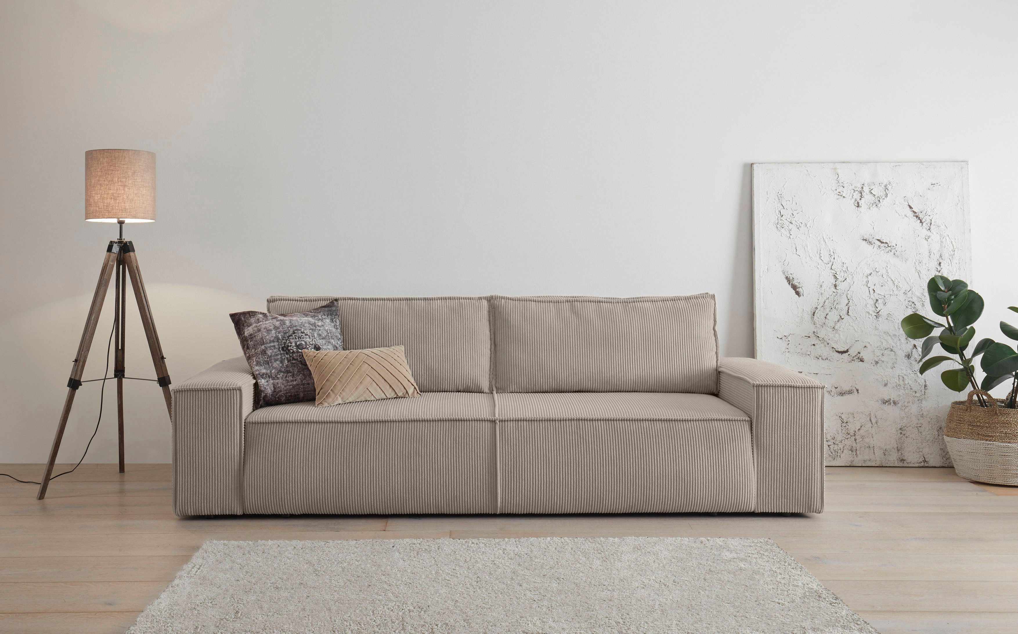 Home affaire 3-Sitzer SHERWOOD Schlafsofa (257cm) Cord, Samtvelours, Vintag günstig online kaufen