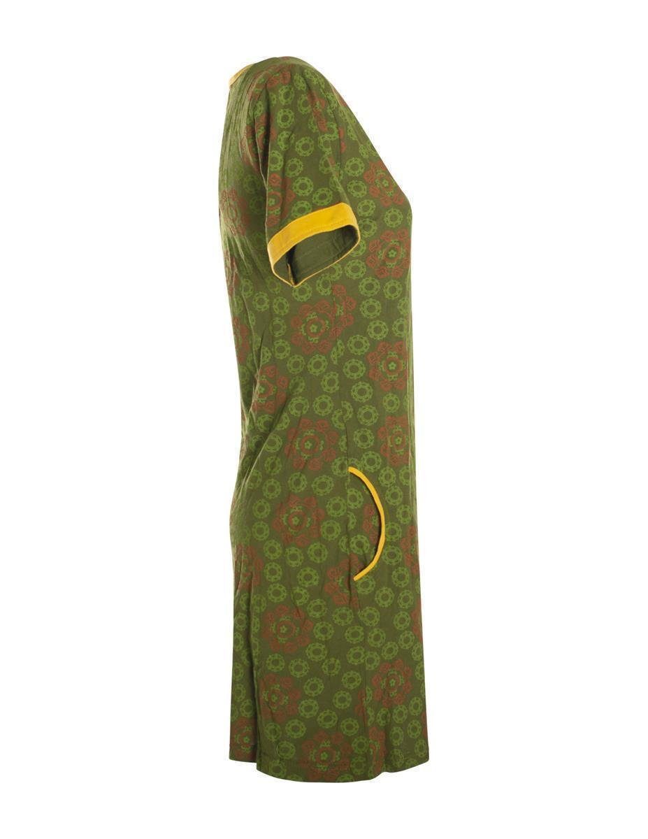 Vishes Jerseykleid Kurzarm Kleid Blumen Tunika Jerseykleid Baumwolle Tunika, Elfen, Hippie, Boho Style
