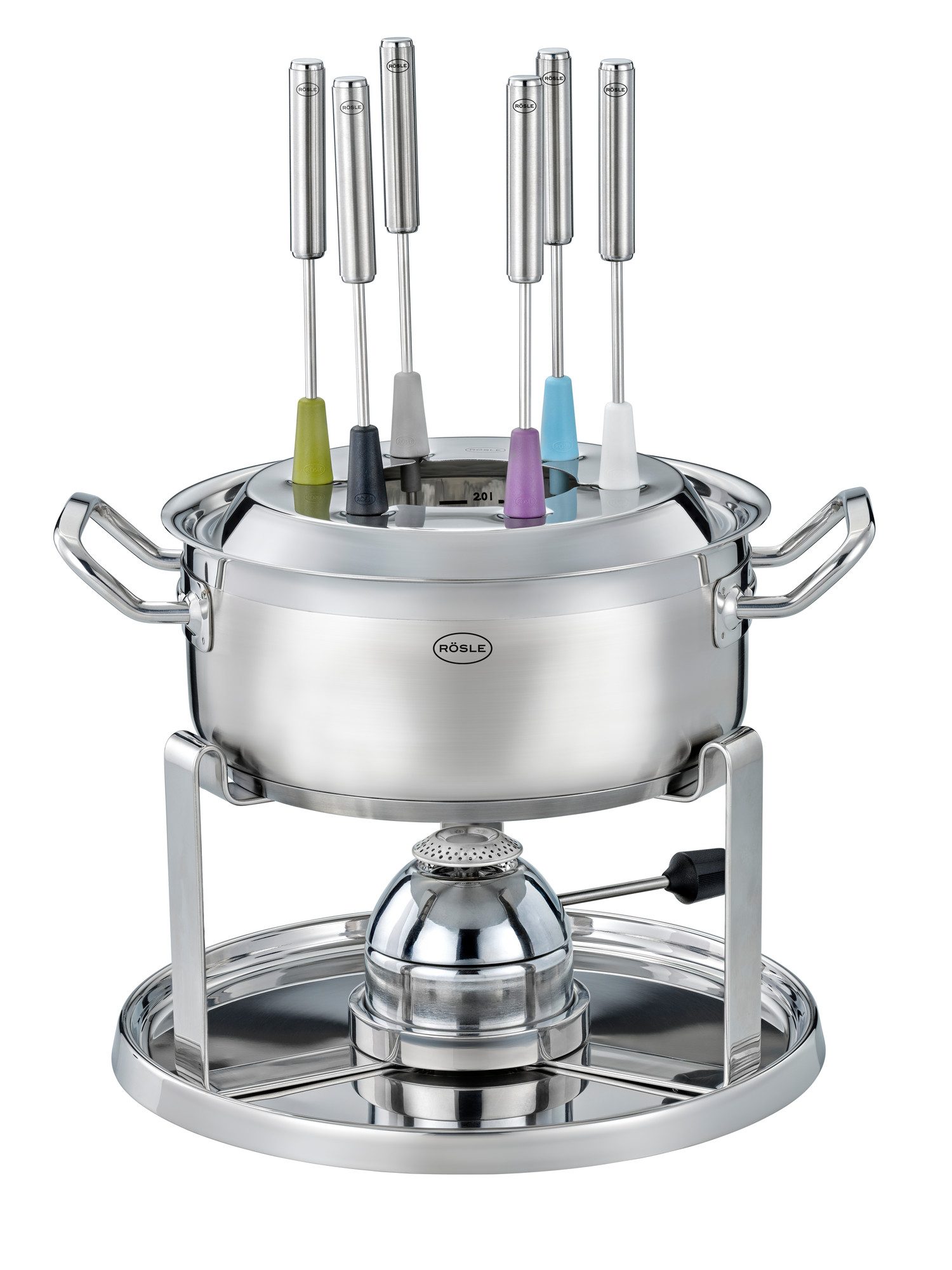 RÖSLE Fondue Fondue-Set mit Gasbrenner, 6 Fonduegabeln, 2 l, für 6 Personen