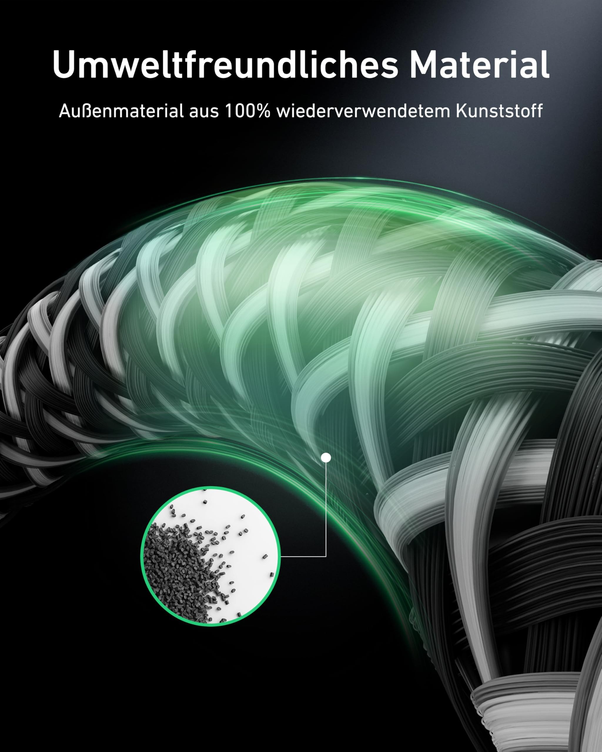 Anker A88E2012 Computer-Kabel, 240W Power Delivery, Upcycled-Flechtgewebe, 1,8m Kabellänge