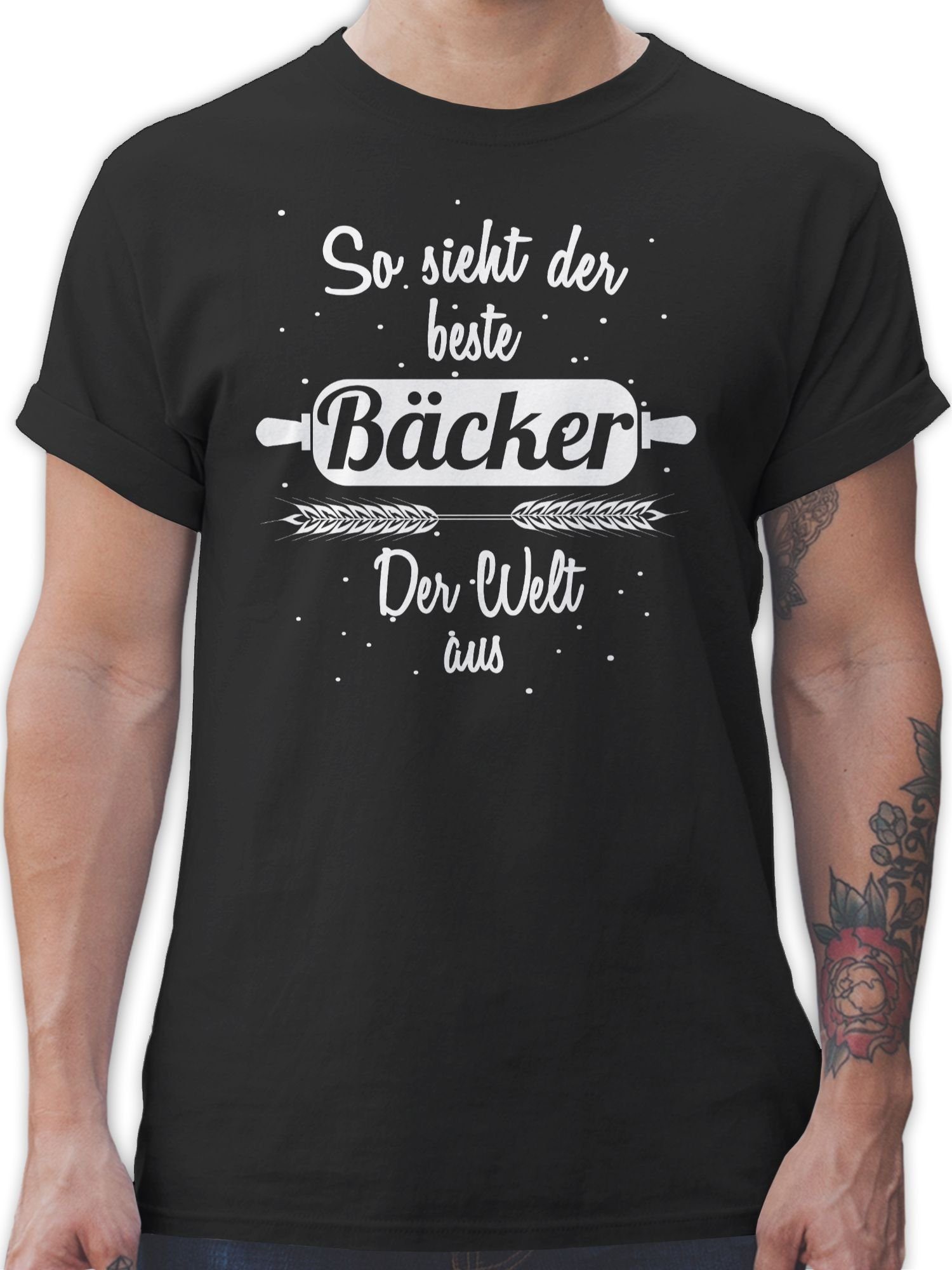 Shirtracer T-Shirt So sieht der beste Bäcker der Welt aus Beruf und Job Geschenke 1 Schwarz