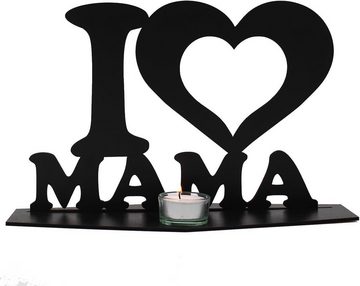 LEON FOLIEN Dekofigur Teelichtern Herz - Mutter Geschenk für Mama Buche #28