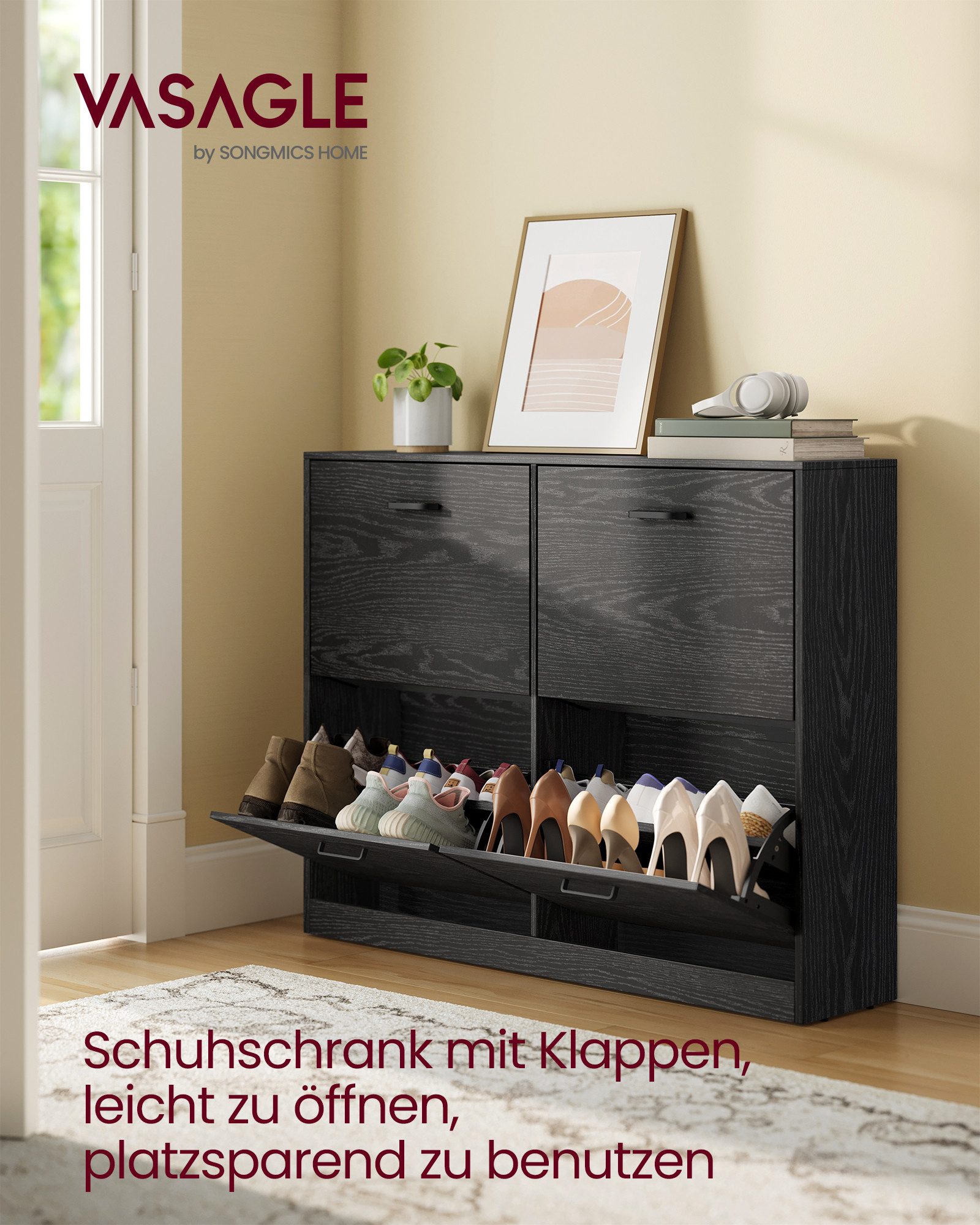 VASAGLE Schuhschrank Schuhschrank 4 Klappen, Schuhkipper,24 x 105,5 x 82,7 günstig online kaufen