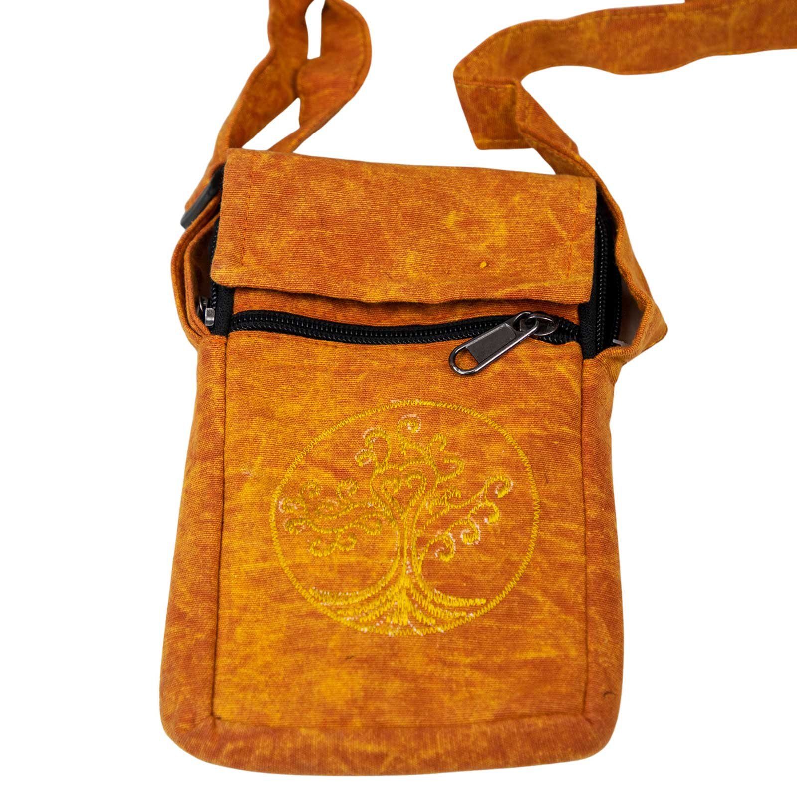 KUNST UND MAGIE Schultertasche Handytasche Brustbeute Hippie Crossbag Schulter Tasche Passportbag orangetöne