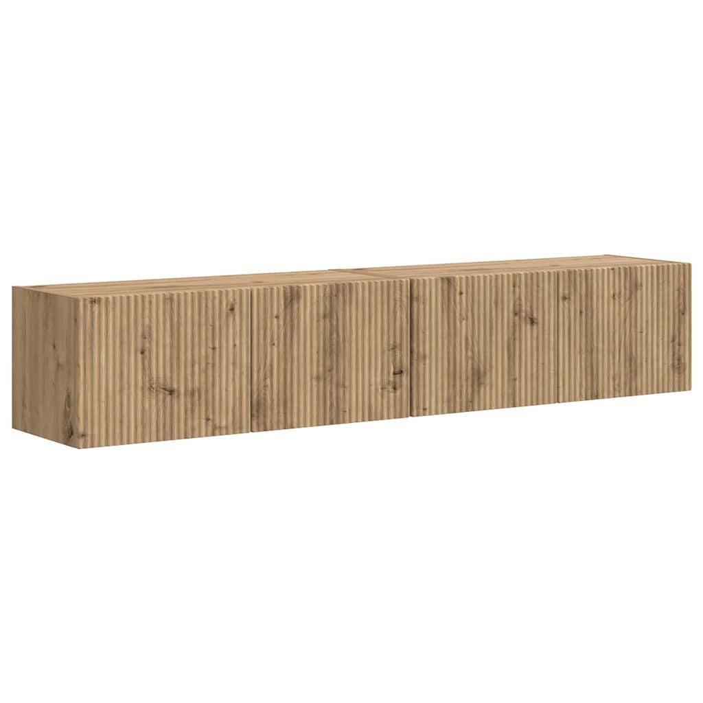 vidaXL TV-Wand TV-Wandschrank 2 stk. Kunsthandwerk Eiche Holzwerkstoff, (2-St)