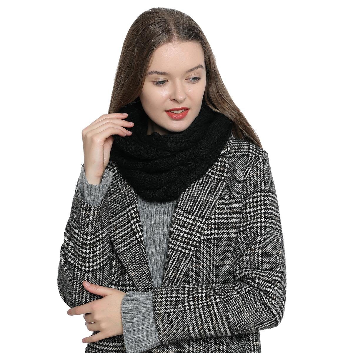 Schal Damen Winterschal Strickschal Schal, (1-St), Schlauchschal, warm und weich, Strickmuster