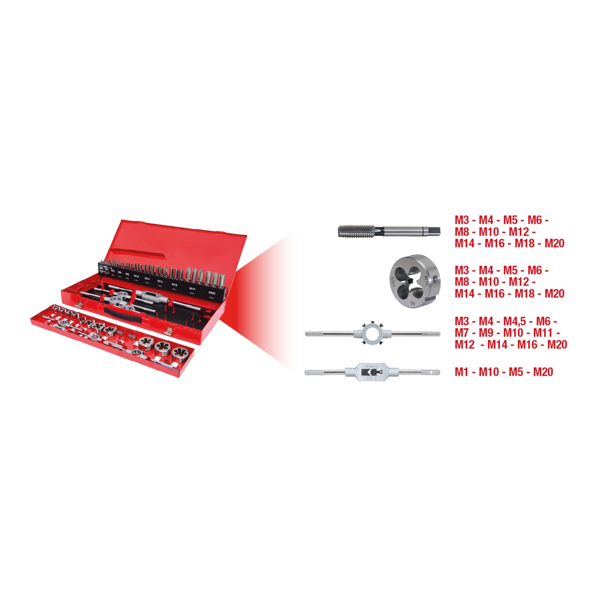KS Tools Gewindeschneider KS Tools HSS Gewindeschneidwerkzeug-Satz, 54-teilig