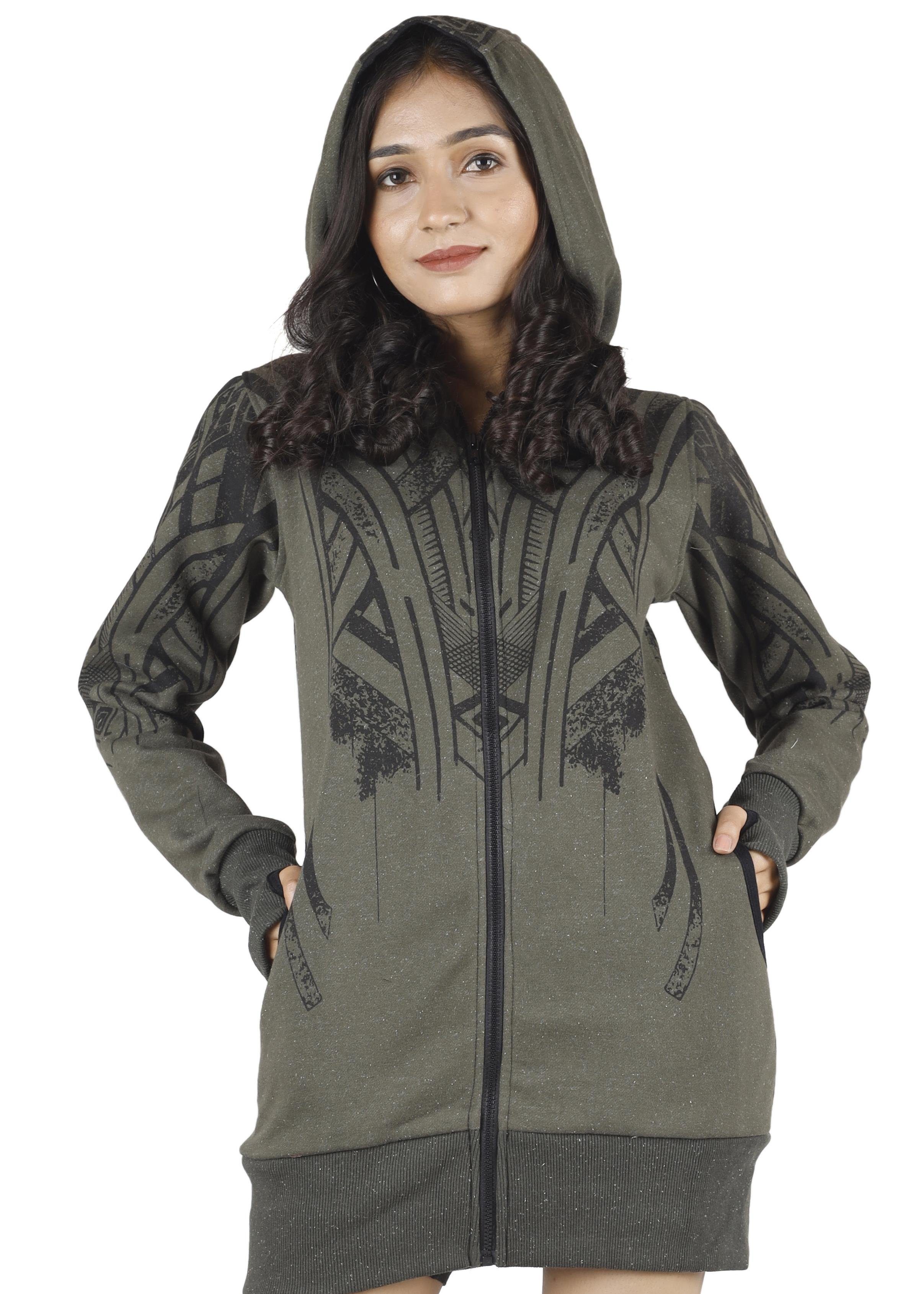 Guru-Shop Langjacke Goa Festival Jacke mit Tribal Print, Jacke mit.. alternative Bekleidung