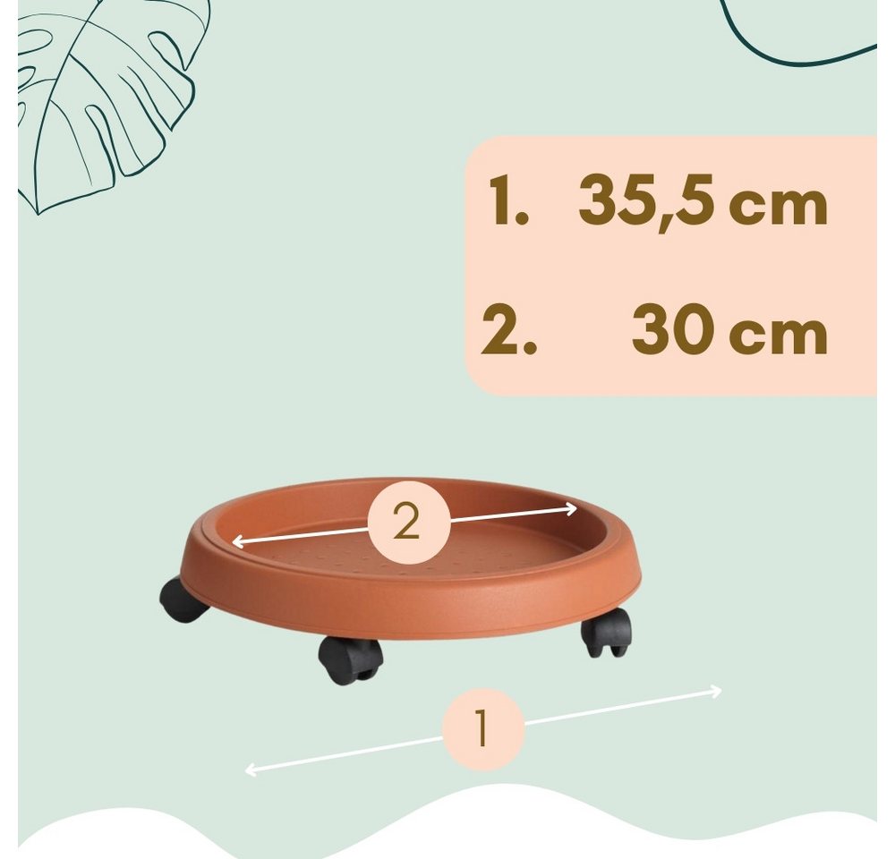 Thumbnail - GarPet Pflanzenroller 2x Pflanzen Roller Outdoor Rollbrett Blumen Topf Rund Untersetzer 30cm