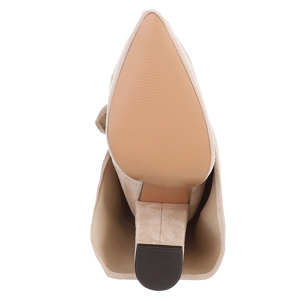 Ital-Design Eleganter Stiefel mit hohem Schaft für Damen High-Heel-Stiefel (90624831) Blockabsatz Stiefel in Hellbraun