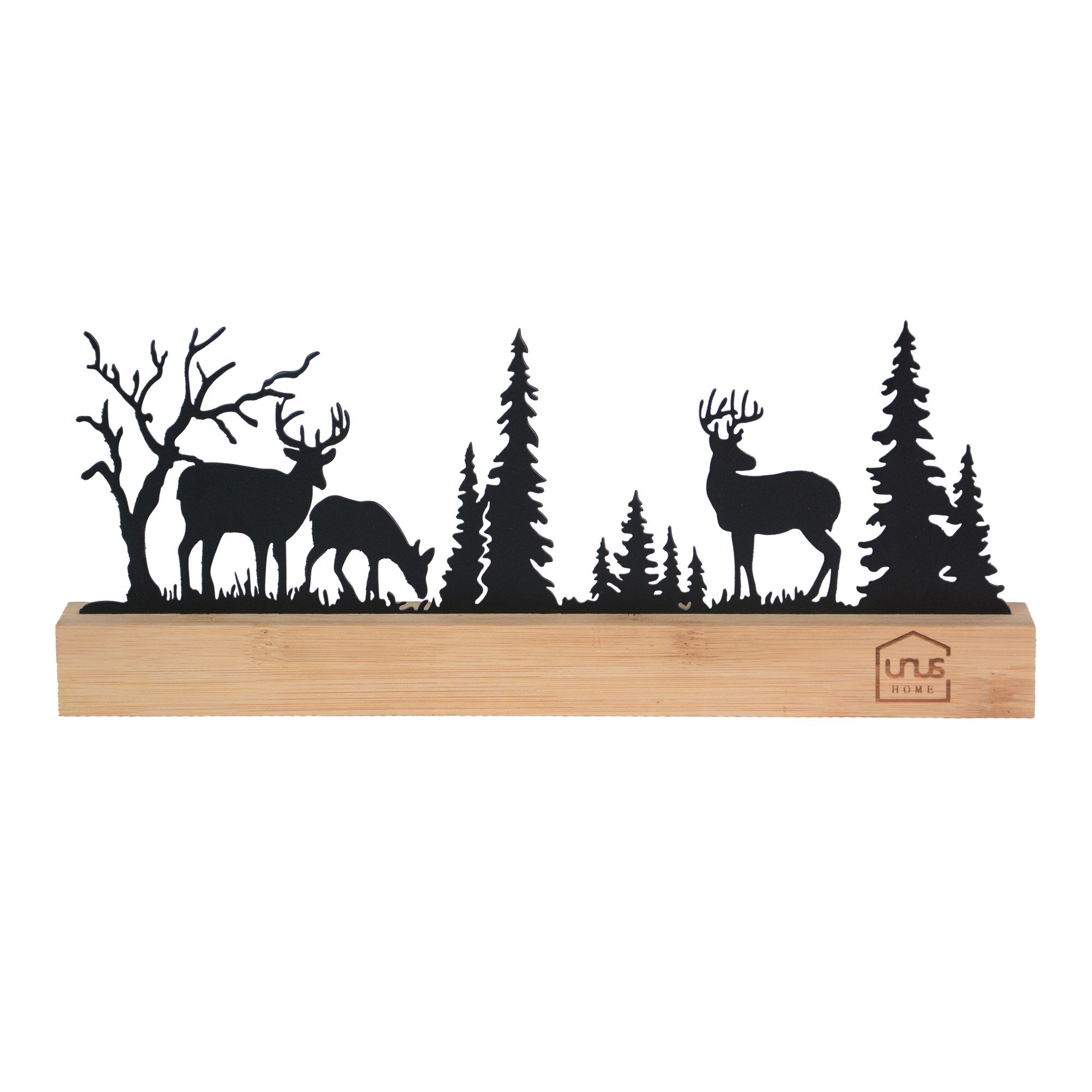 UNUS HOME Dekofigur Aufsteller Wald Silhouette 3 Hirsche (schwarz), Wald-Si günstig online kaufen