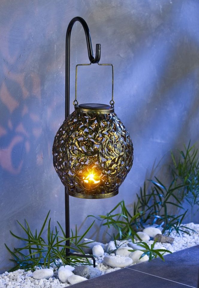 BURI Kugelleuchte LED Solar-Gartenlaterne 100cm Gartenleuchte Kerzenhalter  Gartendeko Ga