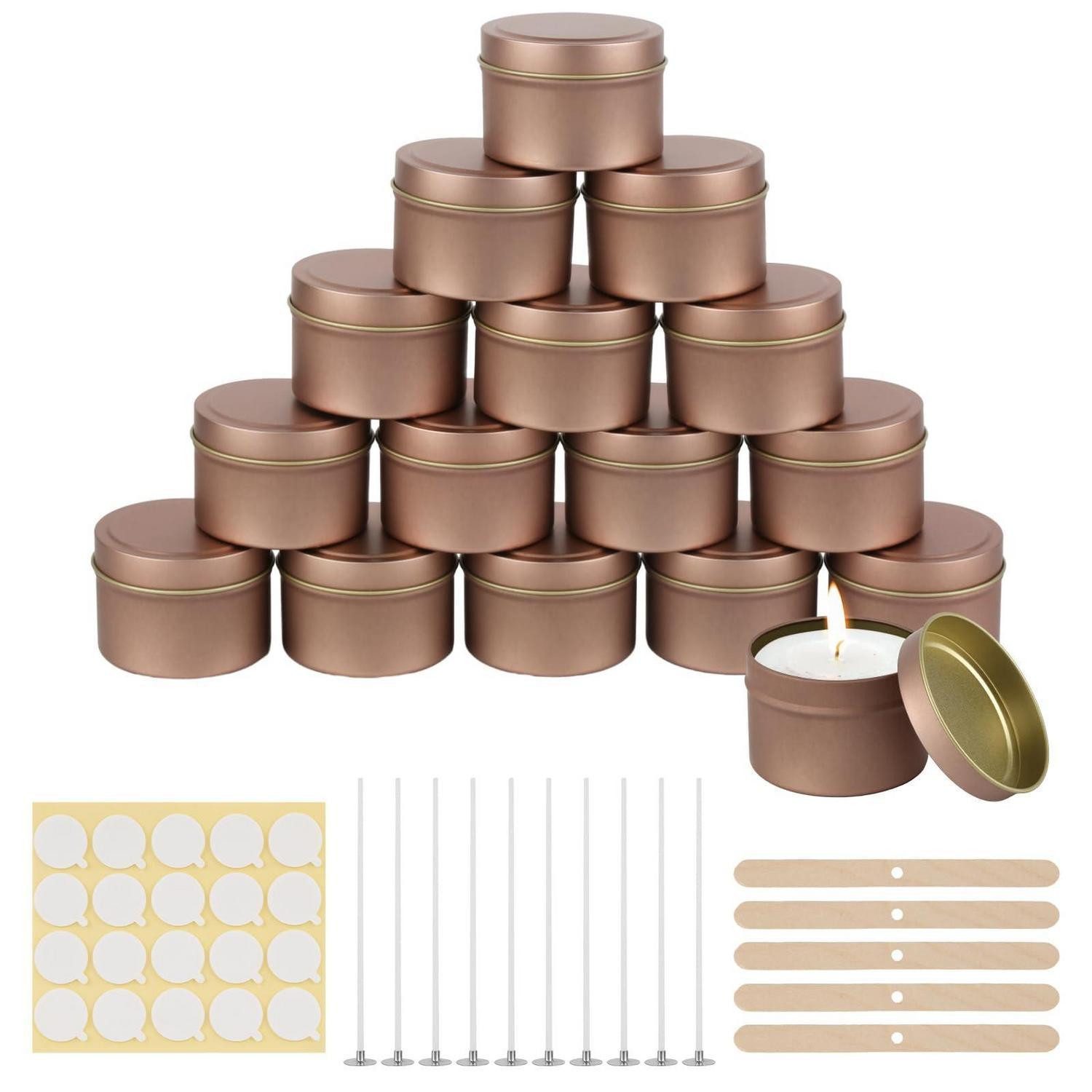 LuxusKollektion Duftkerze Kerzendosen Set Roségold 15 Stk 120ml