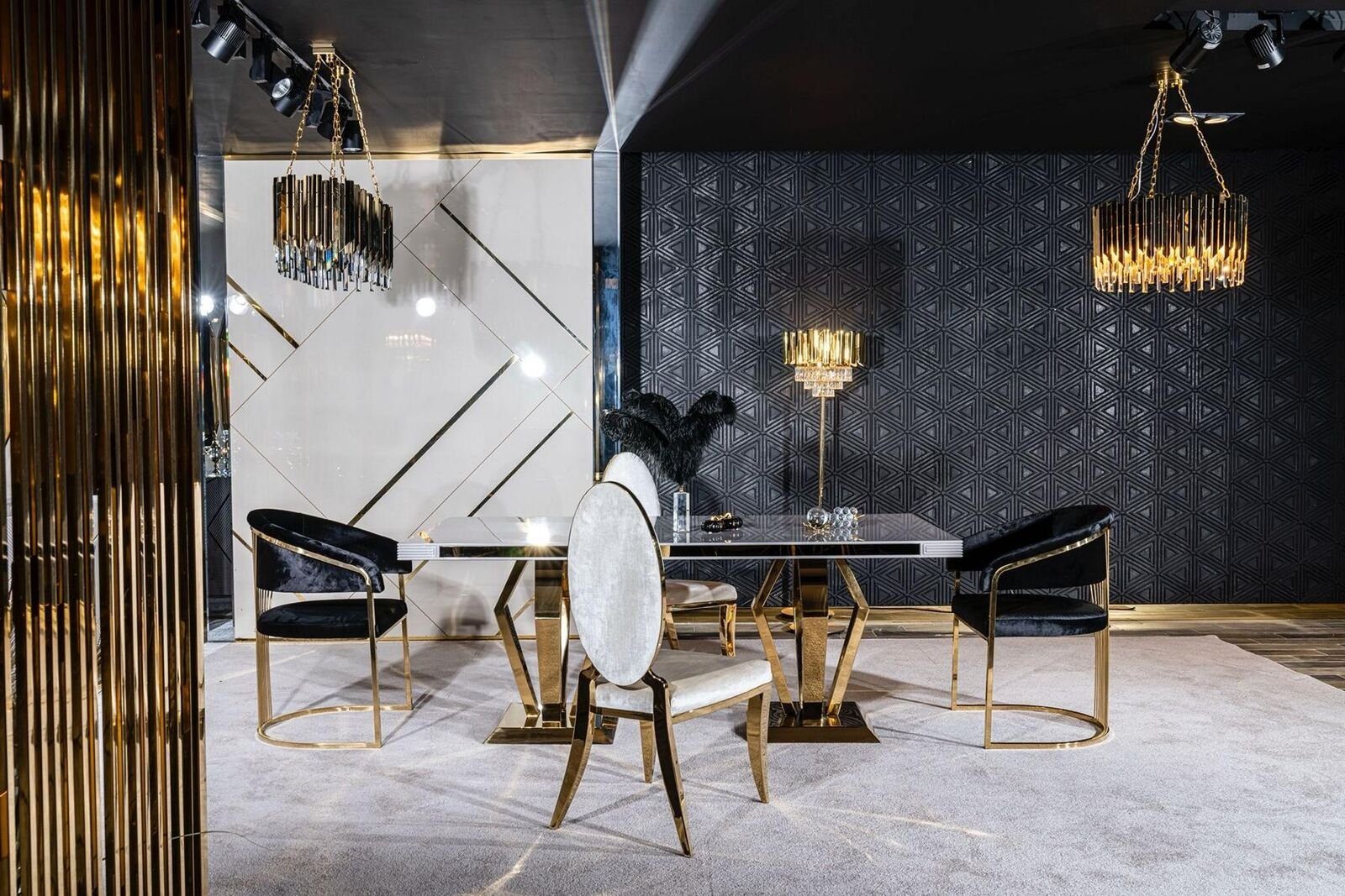 Luxus Stuhl in Neu, Stuhl Elemente Modernes Designer Made Edelstahl Textil JVmoebel Esszimmer Europa