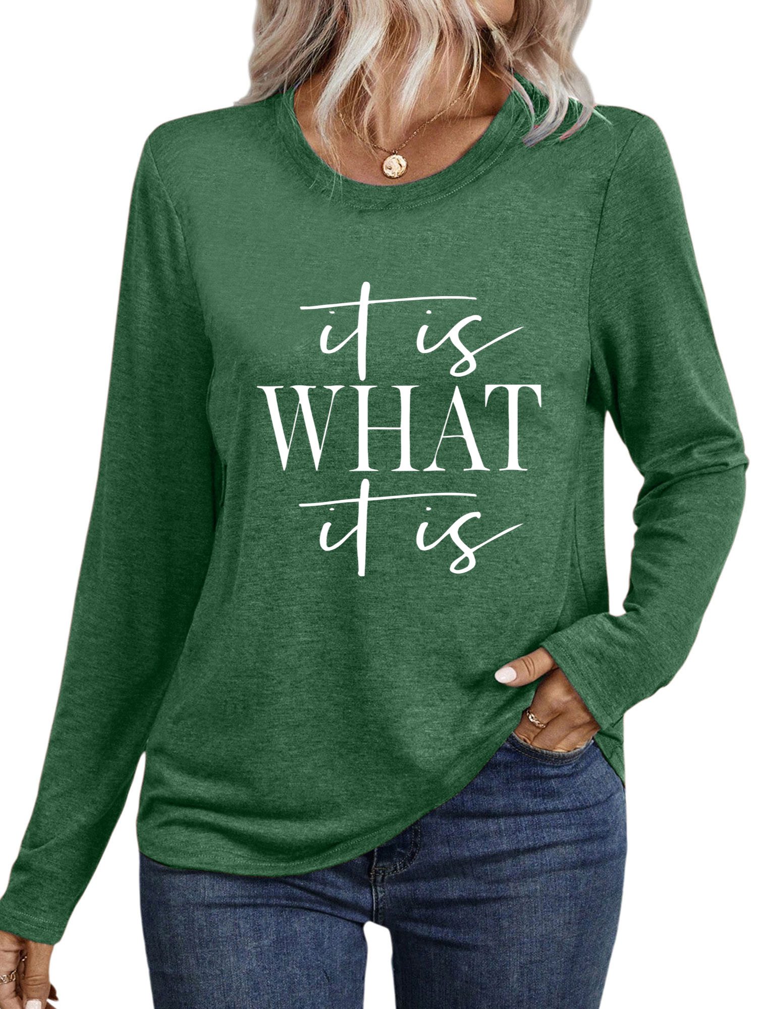 PYLIKE Longsleeve Damen bequemes Basic Rundhalsshirt günstig online kaufen