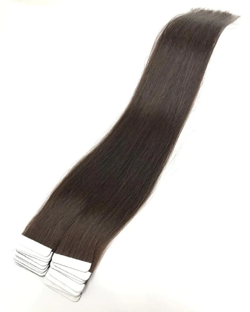 Haarwelten Deluxe Hair Extensions Echthaar-Extension Tape in Hair Echthaartapes, natur braun, Remy Haar für Haarextensions, 100% Echthaartresse für Extensions als Tape
