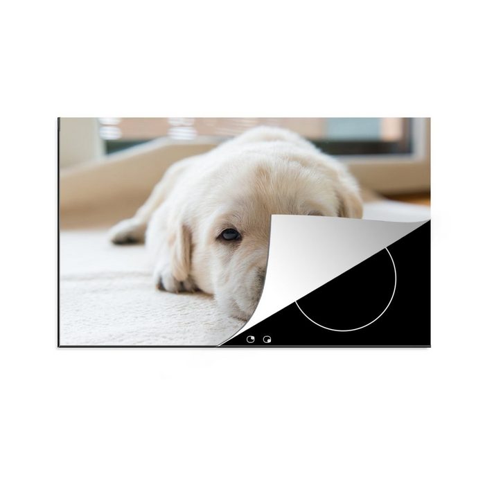 MuchoWow Herdblende-/Abdeckplatte Eine Nahaufnahme eines müden Labrador-Welpen Vinyl (1 tlg) Ceranfeldabdeckung für die küche Induktionsmatte