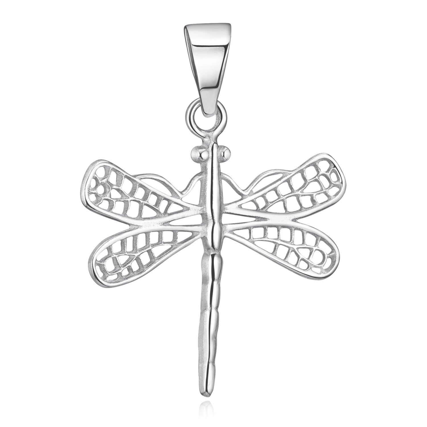Materia Kettenanhänger Damen Anhänger Silber Libelle filigran KA-162, 925 Sterling Silber