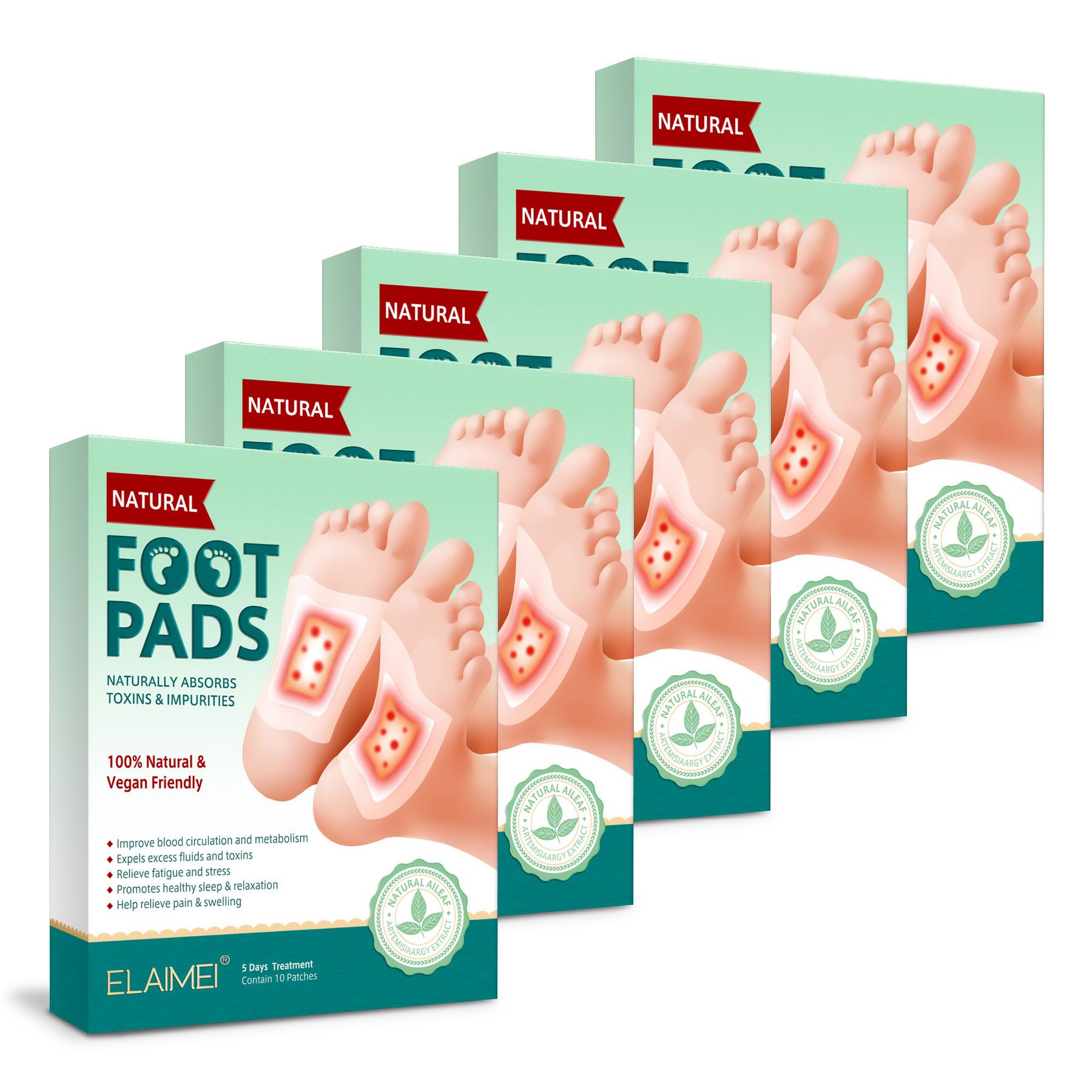 ALIVER Fußmaske Fußpflaster Fuß Pflaster Foot Pads Bambusessig Vegan, Fußpflaster, Patches