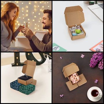 Belle Vous Geschenkbox 50er Pack Geschenkboxen aus braunem Kraftpapier mit Deckel, 50er Pack Braune Kraftpapier Geschenkbox mit Deckel
