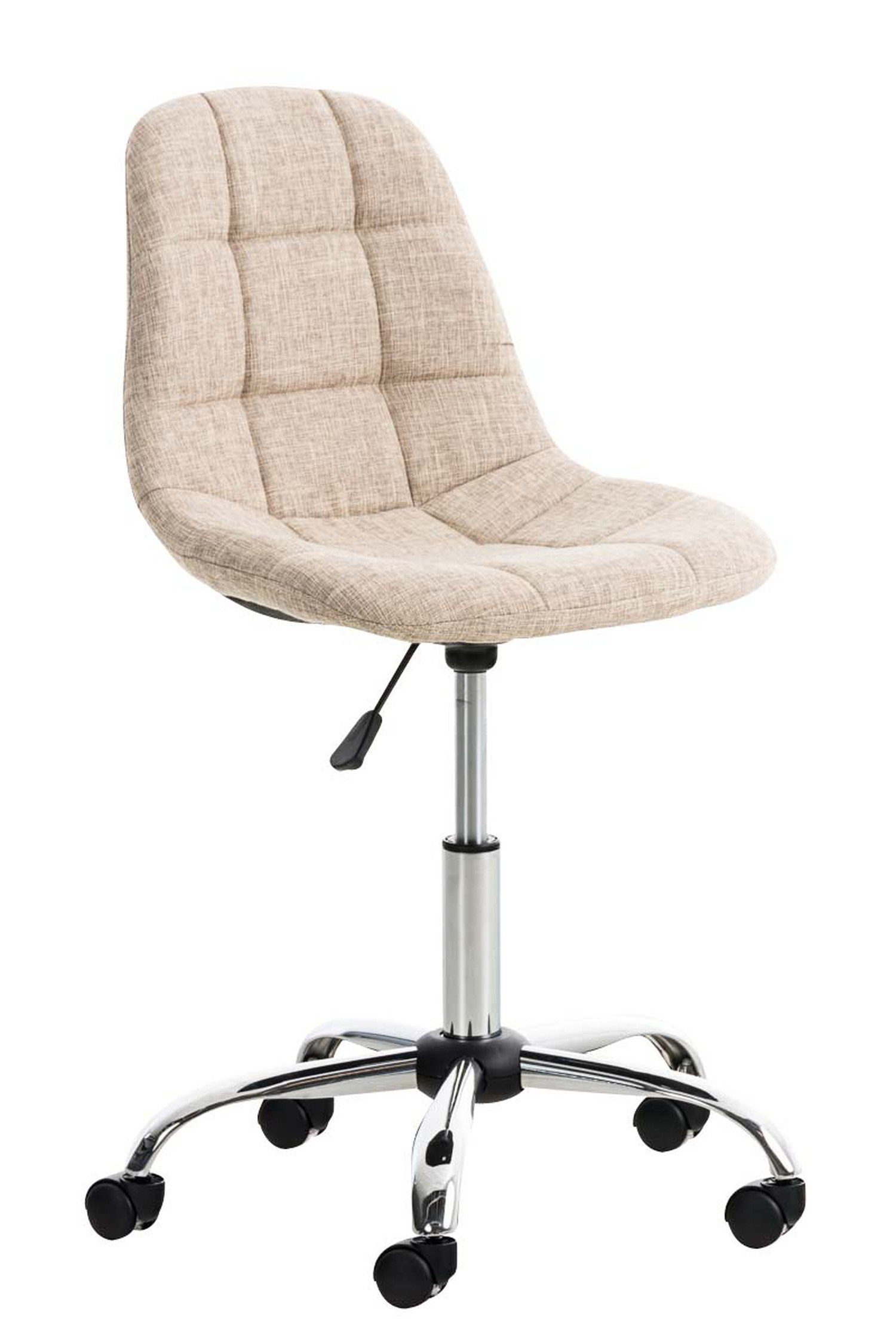 TPFLiving Bürostuhl Emily mit bequemer Rückenlehne - höhenverstellbar und 360° drehbar (Schreibtischstuhl, Drehstuhl, Chefsessel, Konferenzstuhl), Gestell: Metall chrom - Sitzfläche: Stoff creme