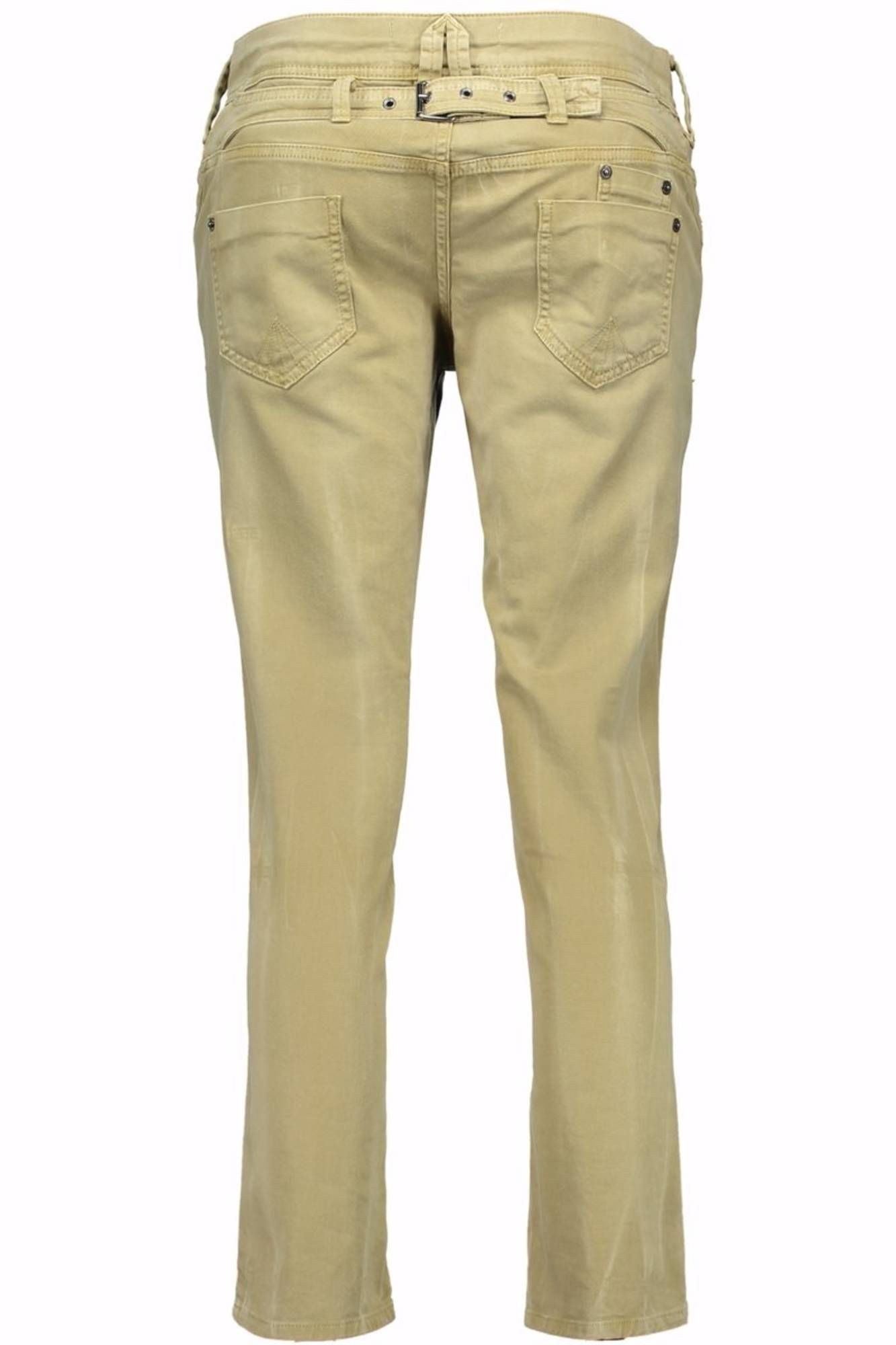 John Galliano 5-Pocket-Hose Damen Knielange Hose Grün mit 6 Taschen und Gewaschener Effekt