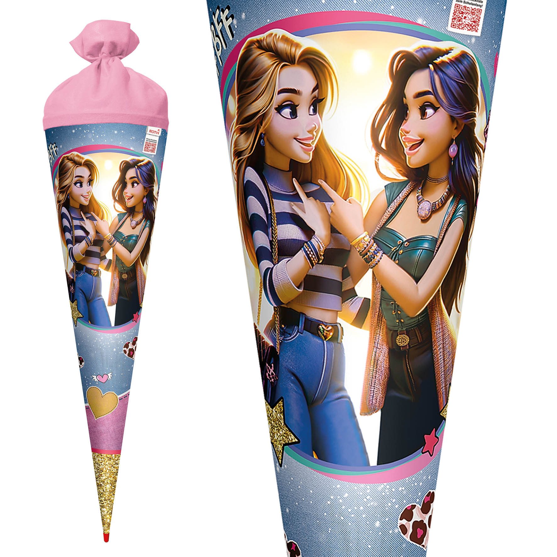 Roth Schultüte Roth Motiv-Schultüte, BeSchultüte Friends Forever, 70 cm, Verschluss