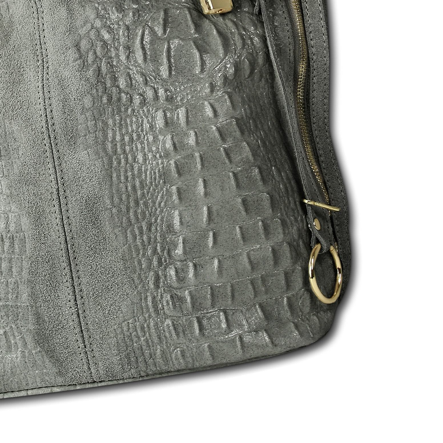 Toscanto Beuteltasche Toscanto Tasche Kroko-Prägung grau Leder (Beuteltasche), Damen Leder Beuteltasche, Shopper, grau ca. 41cm