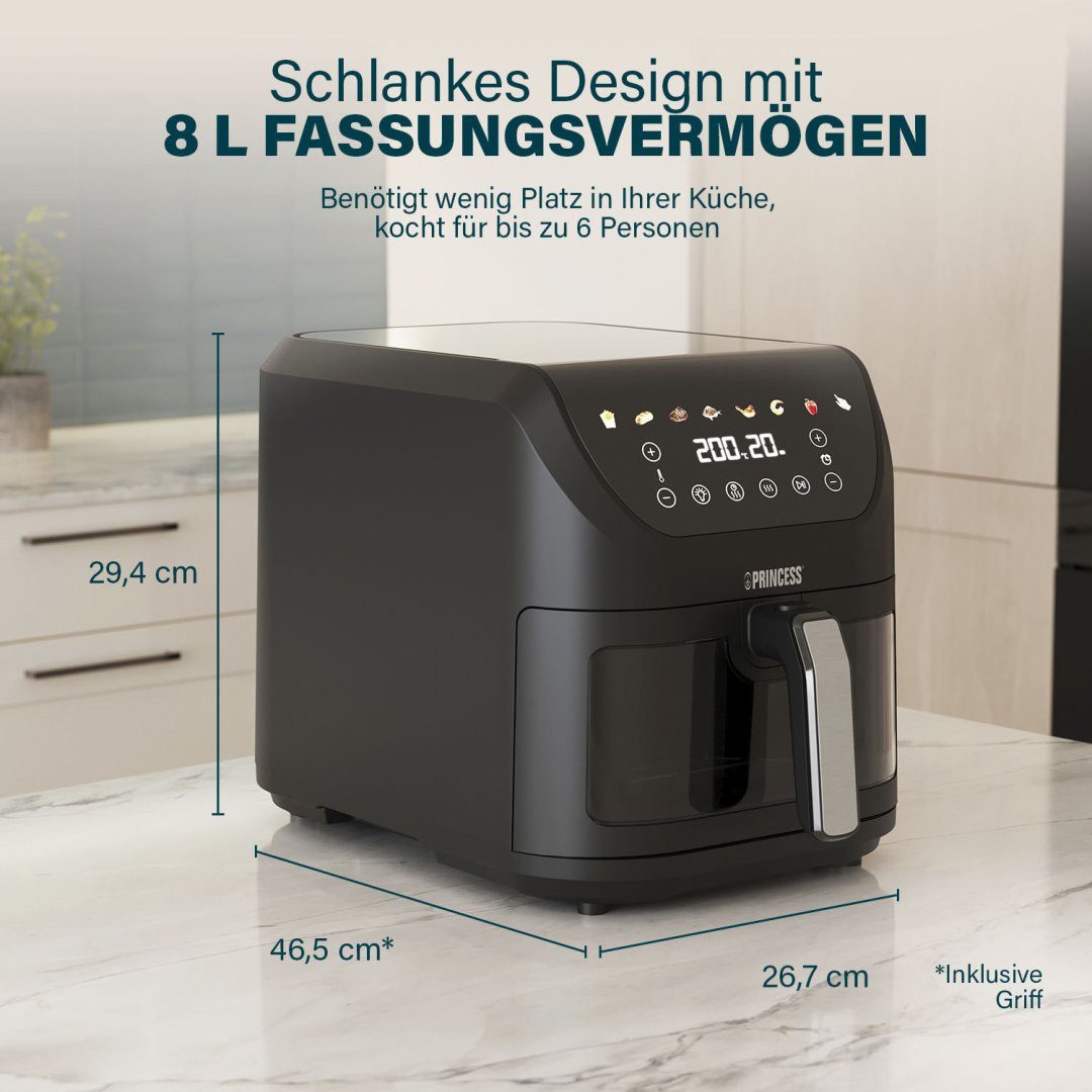 PRINCESS Heißluftfritteuse 01.182257.01.001, 2000 W, 8 l Volumen – 2000 W