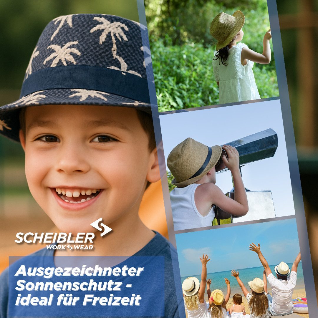 SCHEIBLER WORKWEAR Strohhut Kinder Lukas mit verspielter Optik und UV Schutz
