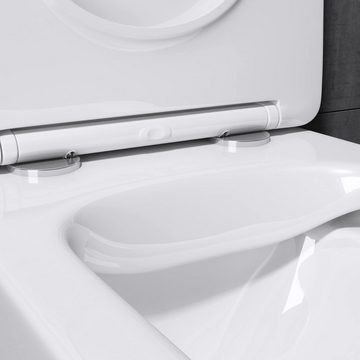 Mai & Mai Tiefspül-WC Hänge-WC Keramik spülrandloses-WC Wandmontage inkl. Softclose Sitz, wandhängend, inklusive WC-Sitz