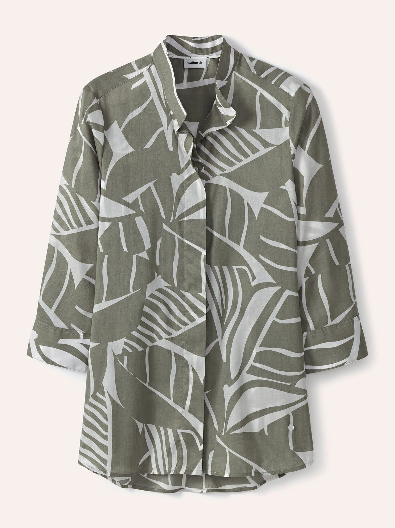 Walbusch Tunika Damen Bluse mit Stehkragen Tunikaform Kurzarm 100% Baumwoll-Voile, atmungsaktiv, pflegeleicht, verdeckte Leiste
