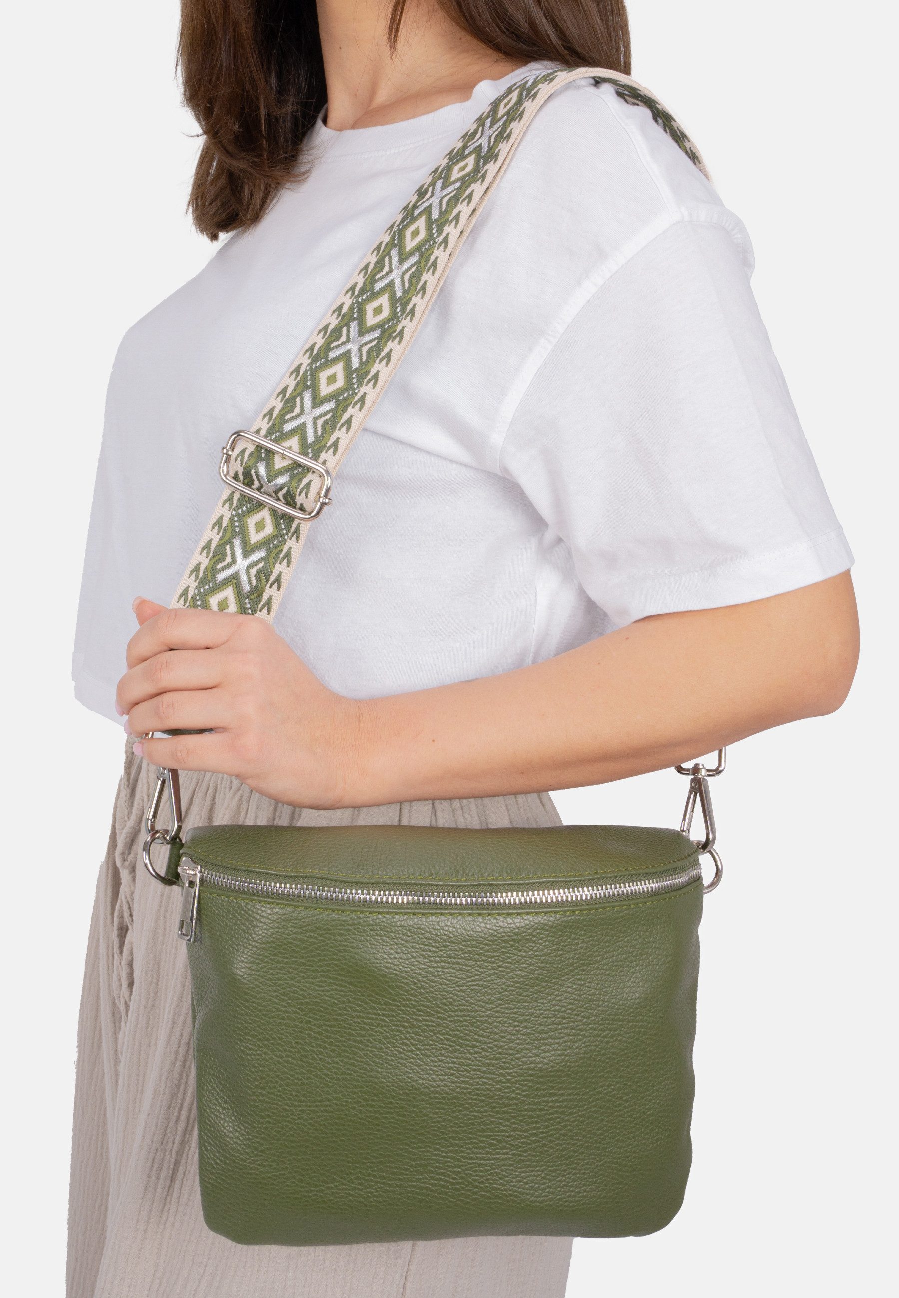 Seasons of April Schultertasche Crossbody Bag Rona, Große Damen Umhängetasche aus 100% Echtleder mit breitem Gurt