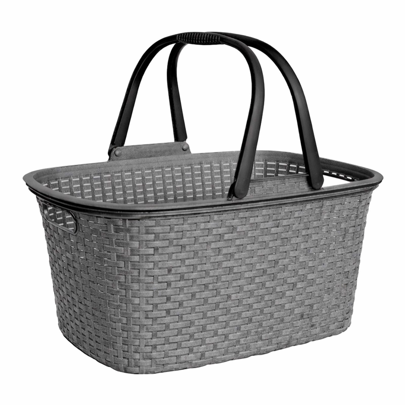 Ebaxx Wäschekorb 32 Liter Rattan Henkel Einkaufskorb Bügel Plastik Griffen Kunststoff, Mit Henkel