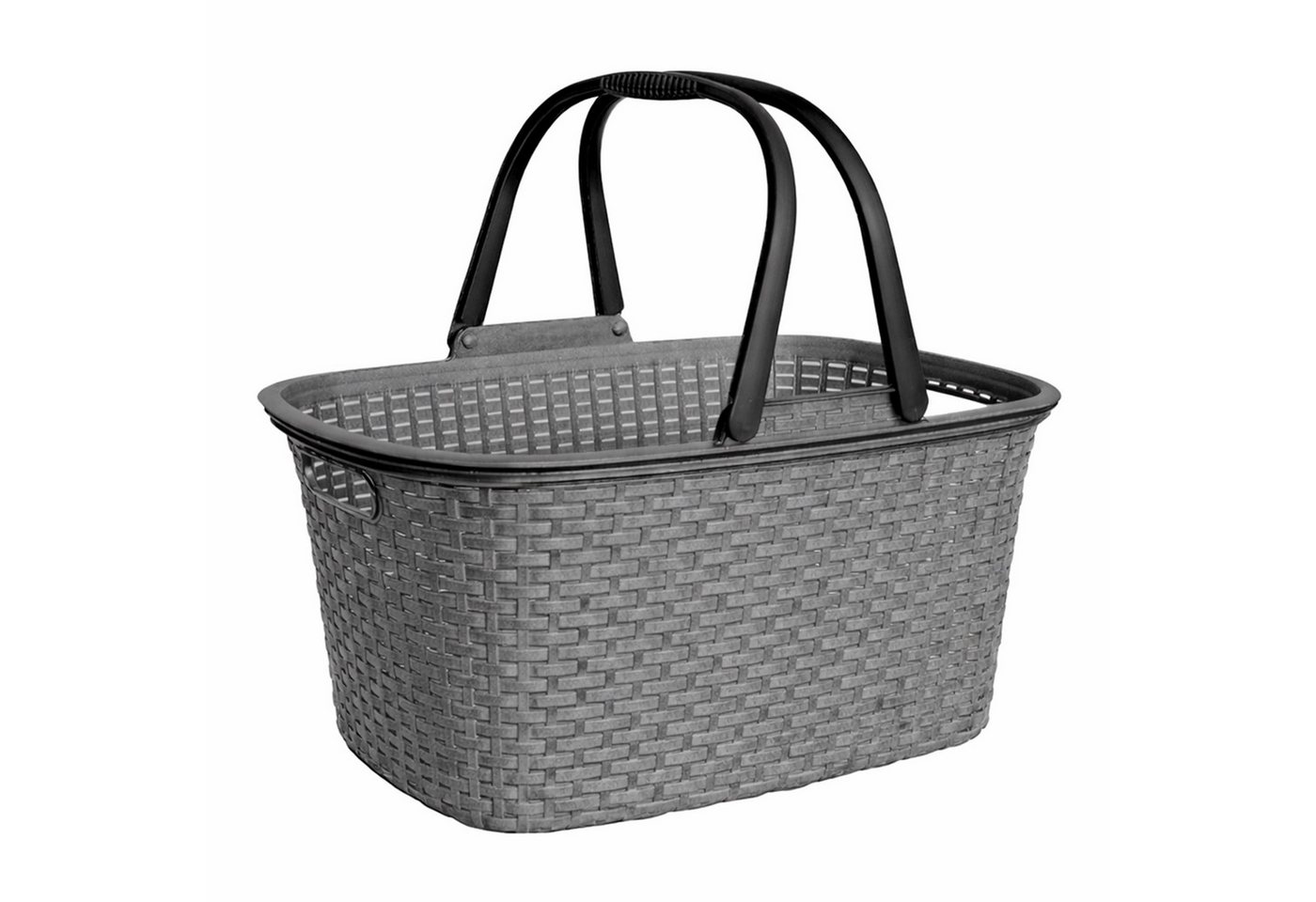 Ebaxx Wäschekorb 32 Liter Rattan Henkel Einkaufskorb Bügel Plastik Griffen Kunststoff, Mit Henkel