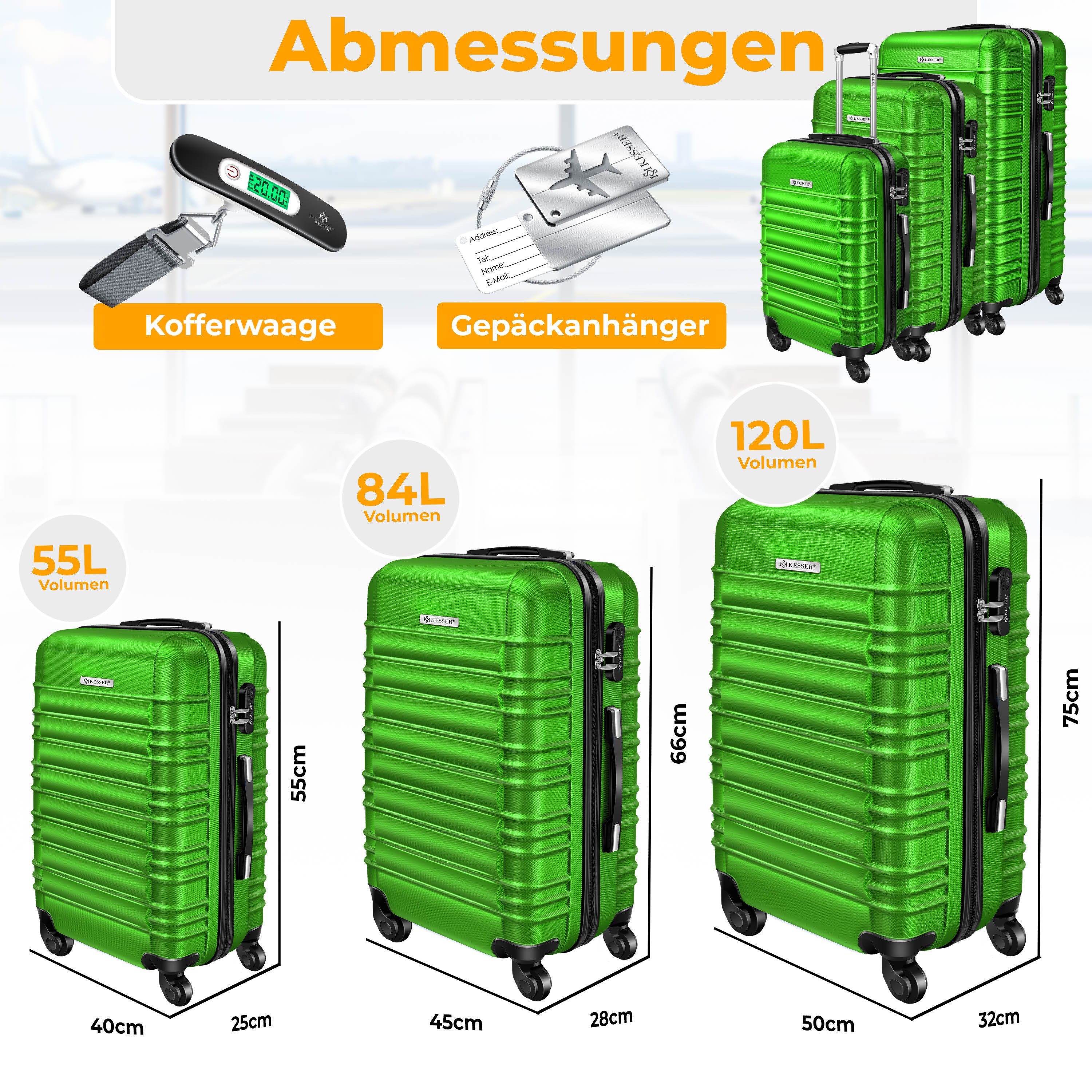 KESSER Kofferset, 4 Rollen, (3 tlg), günstig online kaufen
