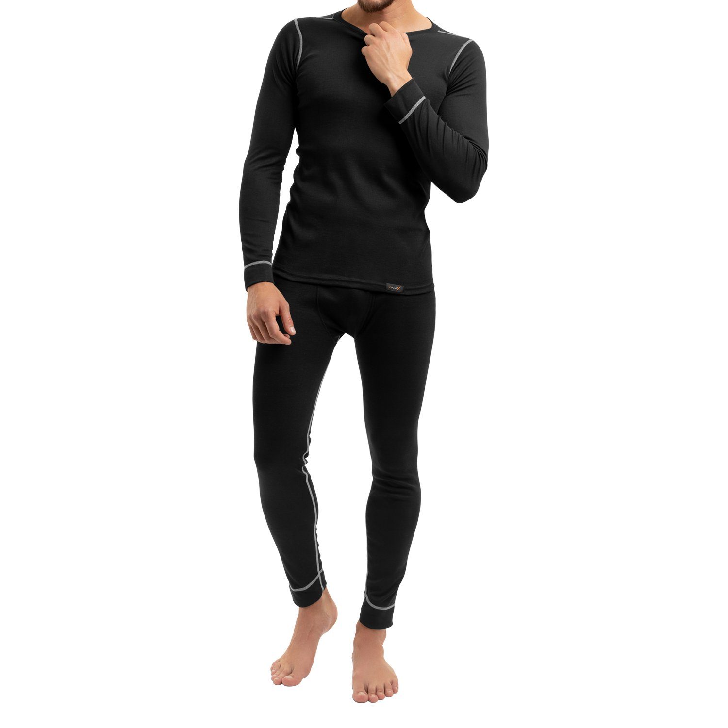 CFLEX Thermohose POLARDRY Herren Schwarz-Grau Thermo Set Unterwäsche lange Ski- & Thermowäsche