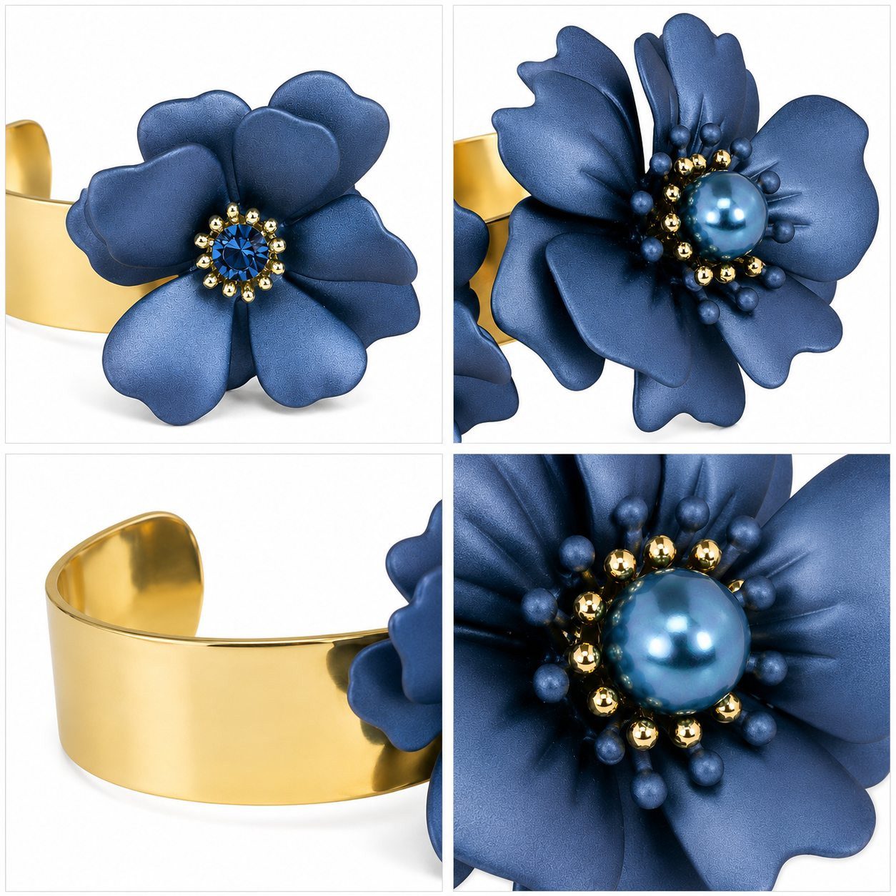 LUISIA® Armreif Armspange "Nelia" mit Blumen (inkl. Schmuckbox), 16 Karat vergoldet