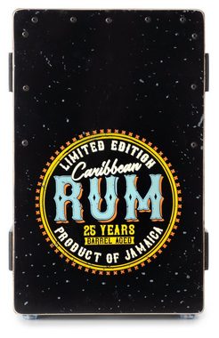 XDrum Cajon Designer-Cajon mit Vintage-Aufdruck "Rum", Bass Port & Snare Teppich mit 20 Spiralen