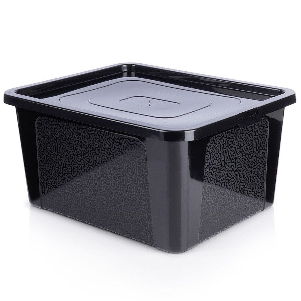 Vilde Aufbewahrungsbox mit Deckel 20L mit Klickverschluss (1 St), robust, leicht, geometrisch, gerundete Ecken