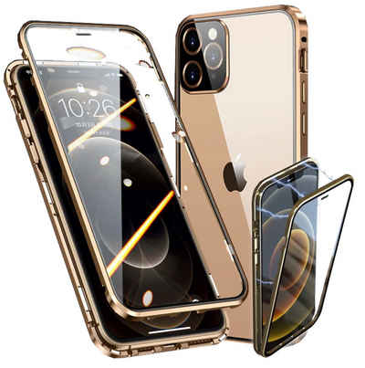 Wigento Handyhülle Beidseitiger 360 Grad Magnet / Glas Case Bumper für Apple iPhone 13 Pro Max Handy Tasche Case Hülle Cover New Style