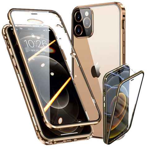 Wigento Handyhülle Beidseitiger 360 Grad Magnet / Glas Case Bumper für Apple iPhone 13 Pro Max Handy Tasche Case Hülle Cover New Style