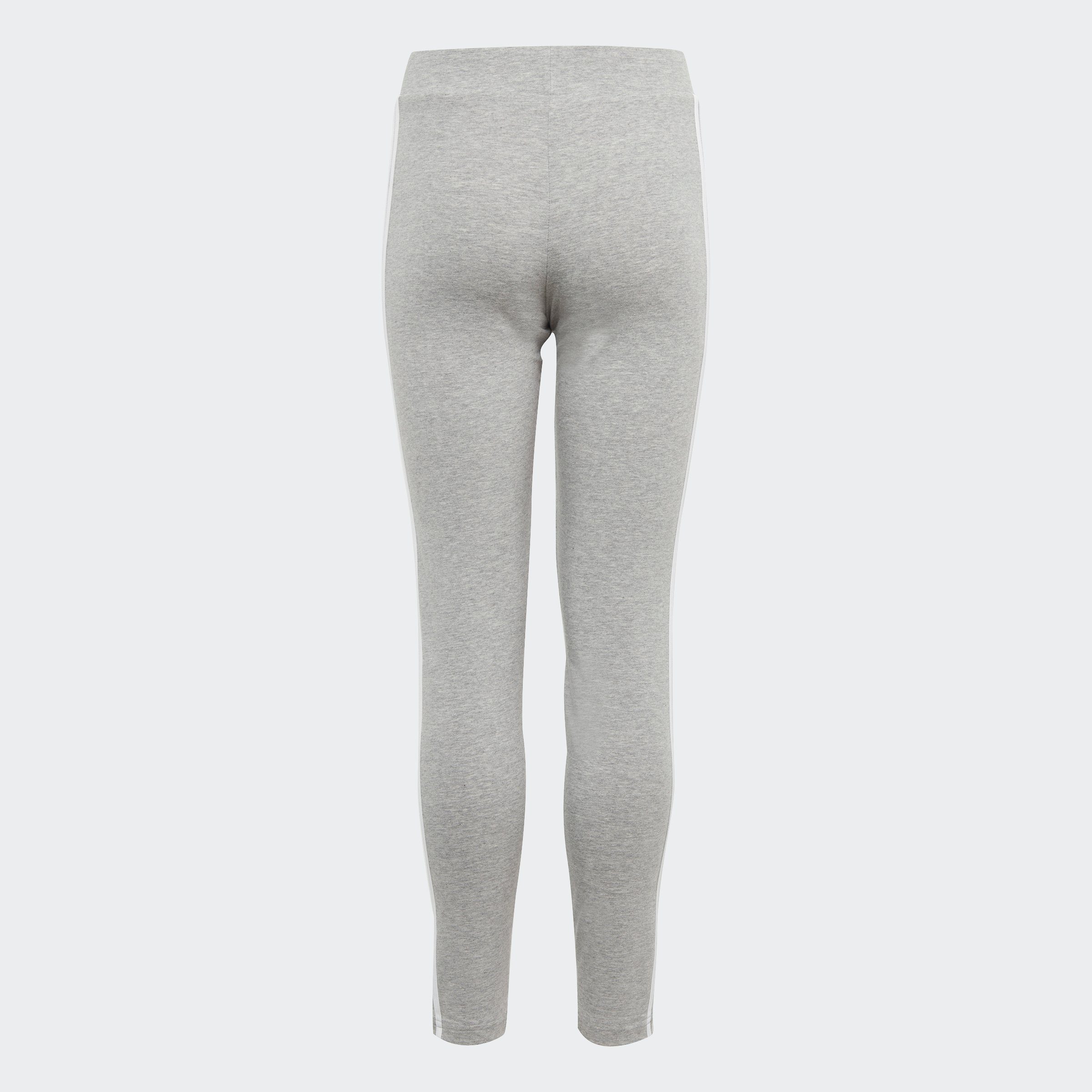 adidas Sportswear / (1-tlg) Heather Grey White Medium 3-STREIFEN COTTON ESSENTIALS Leggings