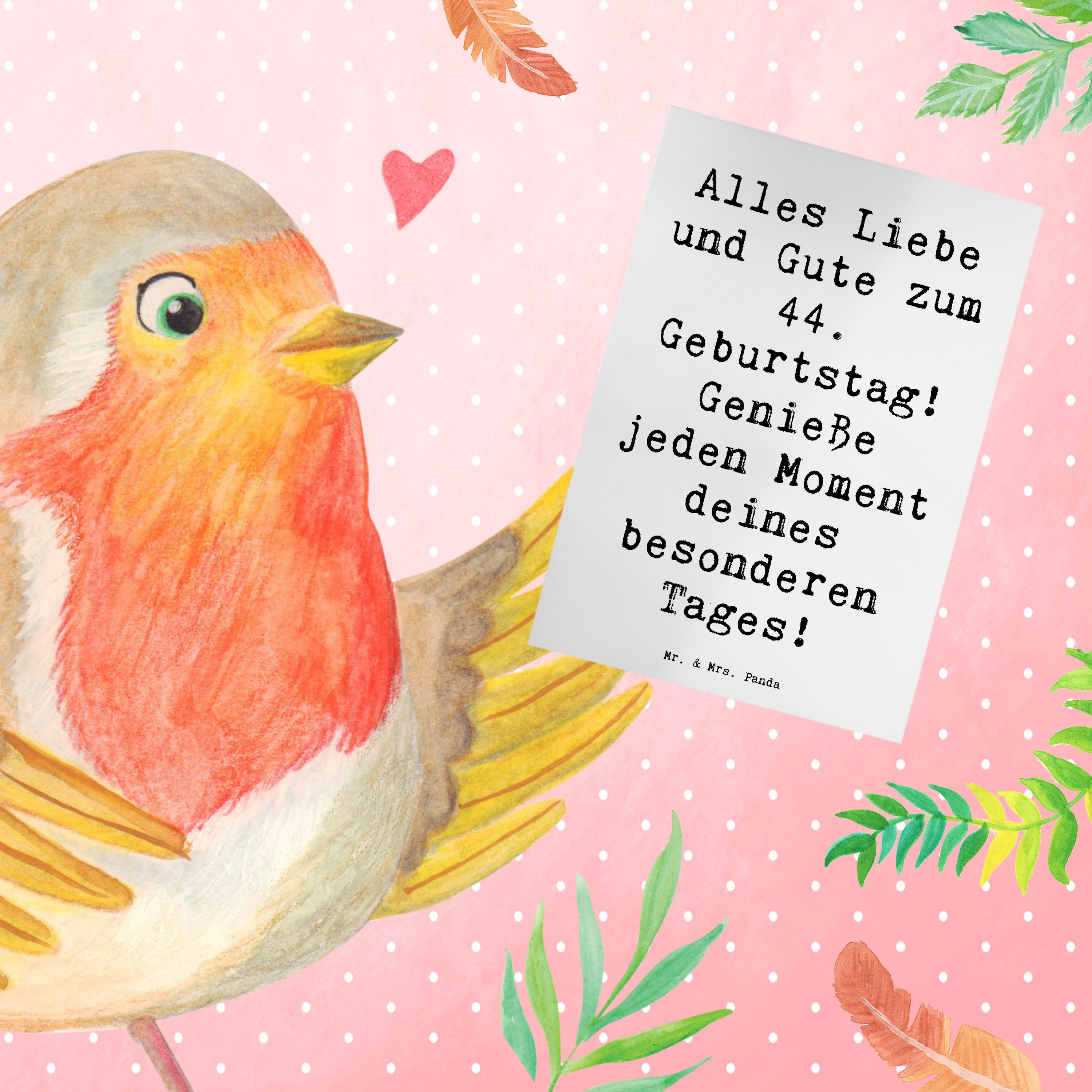Thumbnail - Mr. & Mrs. Panda Grußkarte Spruch 44. Geburtstag - Weiß - Geschenk, Geburtstagswünsche, Geburtst