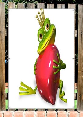 Wallario Sichtschutzzaunmatten Verliebter Froschkönig mit großem Herz