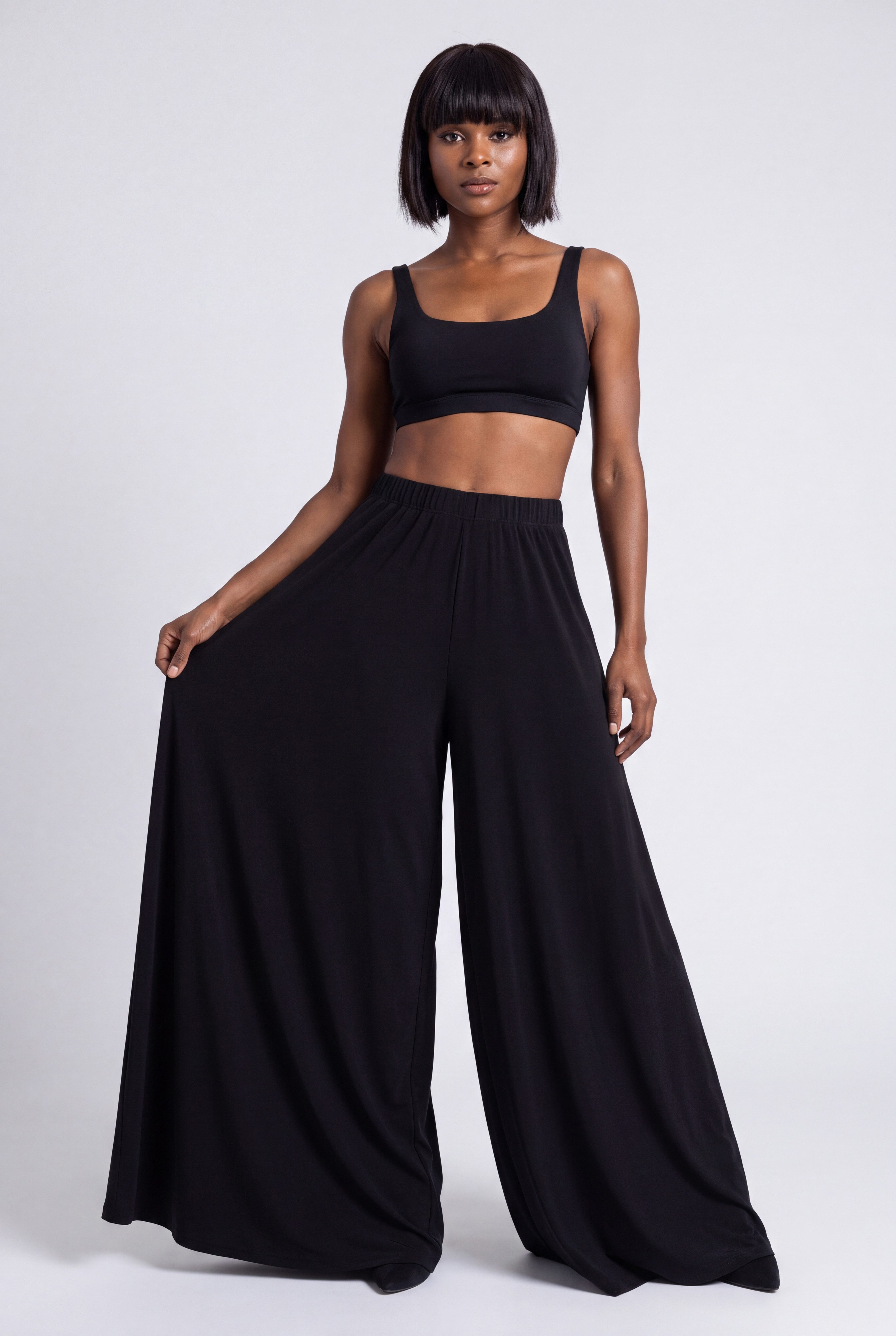 YC Fashion & Style Palazzohose Palazzo-/Wide-Leg-Hose Jerseyhose mit weitem Bein und elastischem Bund mit elastischem Bund