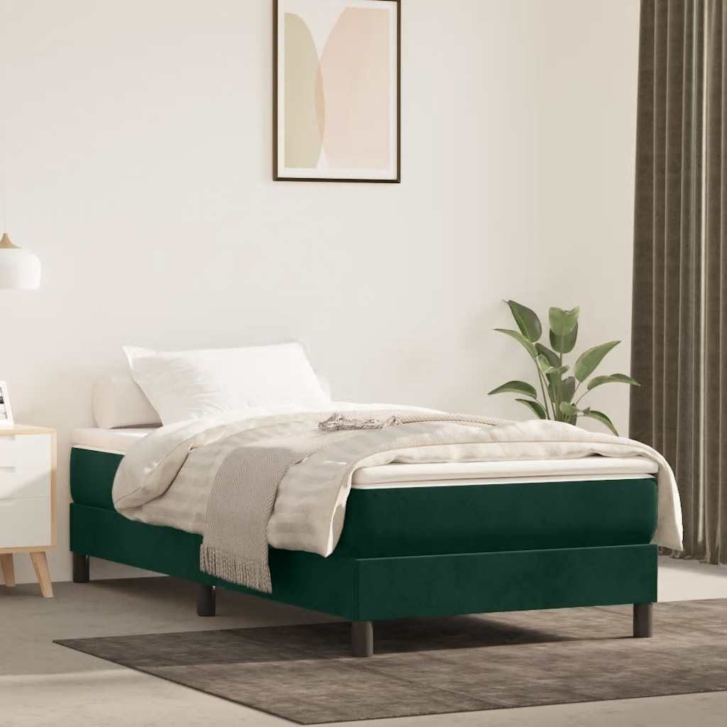 furnicato Bett Boxspring-Bettrahmen Dunkelgrün 203x80x25 cm aus Samt und Massivholz (1-tlg), Stabiles Bettgestell mit Sperrholzlatten für ein ruhiges Schlafzimmer