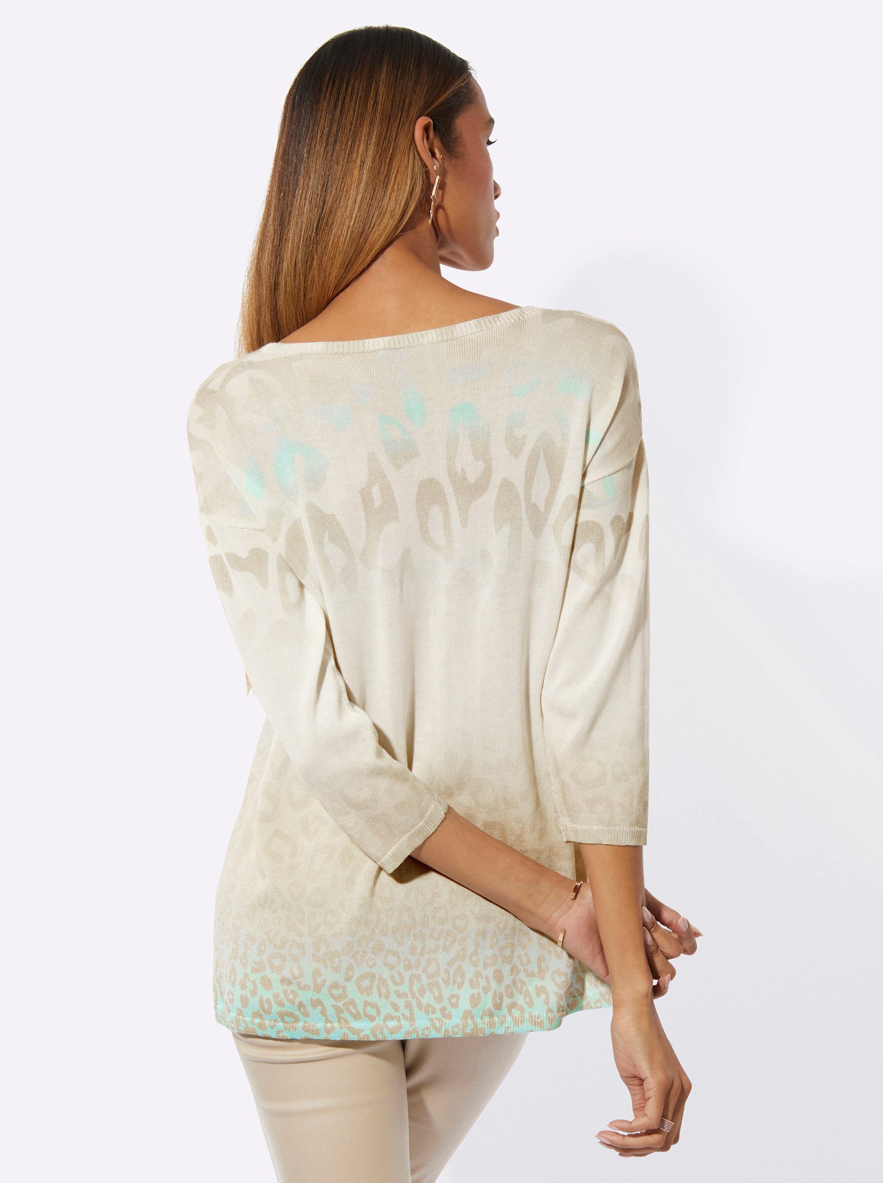 creation L Strickpullover Lyocell-Baumwoll-Pullover 3/4-Arm Jersey